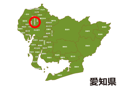北名古屋市の位置が示された愛知県地図