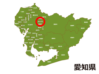 長久手市の位置が示された愛知県地図