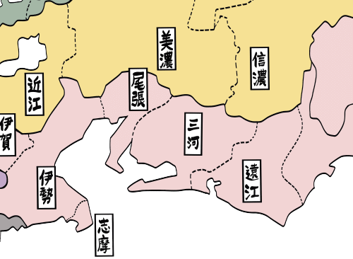 愛知県を中心とした東海地区の地図